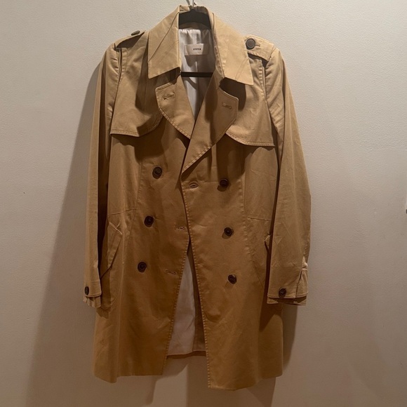stem Jackets & Blazers - System Double-Breasted Tan Trench Coat